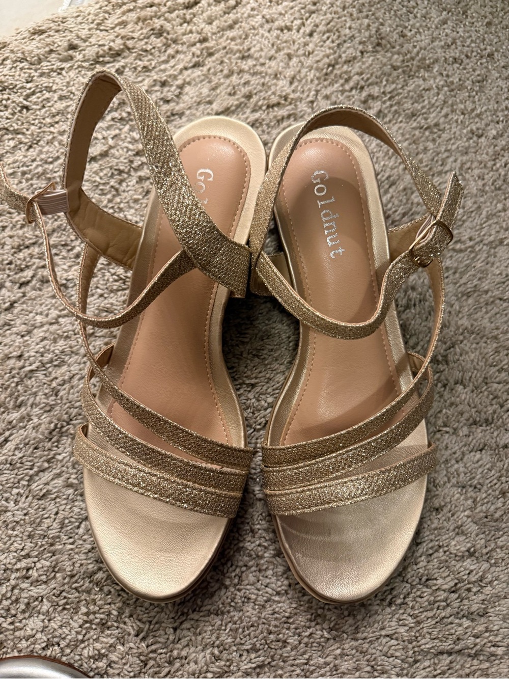 Gold Strappy Wedge Sandals with Ankle Strap — Coconuts by Matisse - Picture 5 of 8